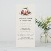 Waterverf Kerstpudding Festivale Diner Menu (Staand voorkant)