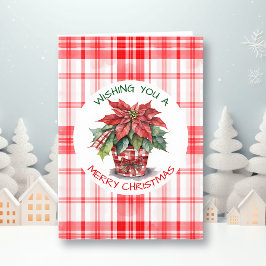 Waterverf kerstpunaise gepersonaliseerd kaart