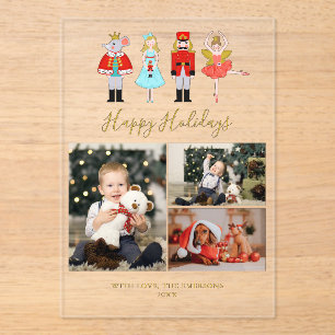 Waterverf kerstrecker 3 Foto collage Acryl Uitnodigingen