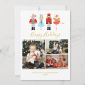 Waterverf kerstrecker 3 Foto collage Feestdagenkaart (Voorkant)