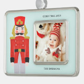 Waterverf kerstrecker verzilverd omlijst ornament (Links)