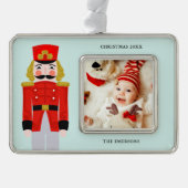 Waterverf kerstrecker verzilverd omlijst ornament (Voorkant)