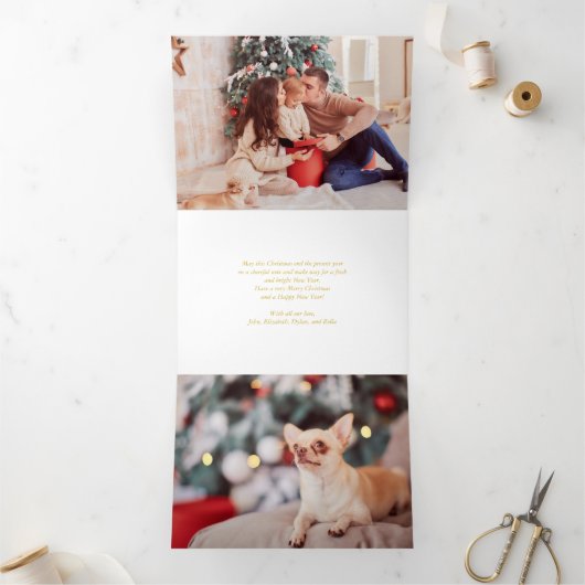 Waterverf kerstrector foto drieluik wenskaart (Binnen)