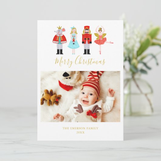 Waterverf kerstrector foto feestdagenkaart (Staand voorkant)