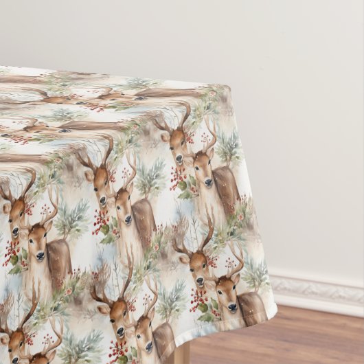 Waterverf Kerstrendier groen Holly Berry Tafelkleed (Voorbeeld)