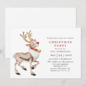 Waterverf kerstrendierfeestdag kaart (Voorkant / Achterkant)