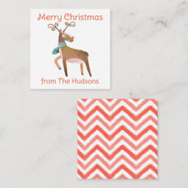 Waterverf kerstrenrendierkaartje notitiekaartje