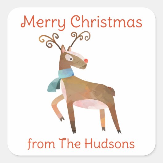 Waterverf kerstrenrenrennen Gift Stickers (Voorkant)