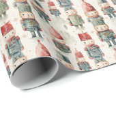 Waterverf Kerstrode en groene notenkraker Cadeaupapier (Rol Hoek)