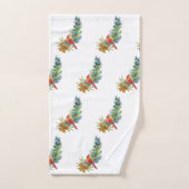 Waterverf kerstrode kardinaal blauwe bessen bad handdoek (Handdoek)