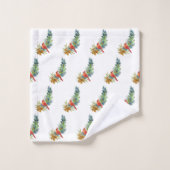 Waterverf kerstrode kardinaal blauwe bessen bad handdoek (Wasdoekje)