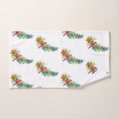 Waterverf kerstrode kardinaal blauwe bessen bad handdoek (Handdoek)