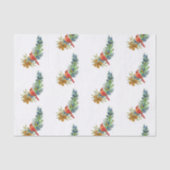 Waterverf kerstrode kardinaal blauwe bessen tissuepapier (Voorkant)