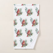 Waterverf kerstrode kardinaal Greenery Bad Handdoek (Handdoek)