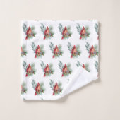 Waterverf kerstrode kardinaal Greenery Bad Handdoek (Wasdoekje)