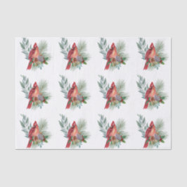 Waterverf kerstrode kardinaal Greenery Tissuepapier