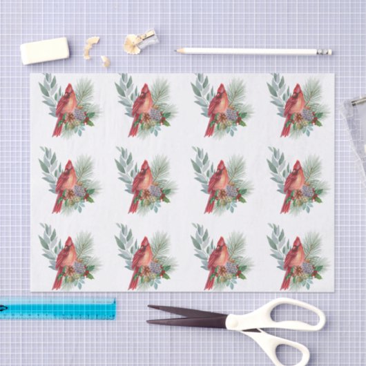 Waterverf kerstrode kardinaal Greenery Tissuepapier (Craft)