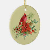 Waterverf kerstrode kardinaal keramisch ornament (Rechts)