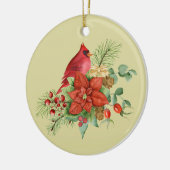 Waterverf kerstrode kardinaal keramisch ornament (Links)