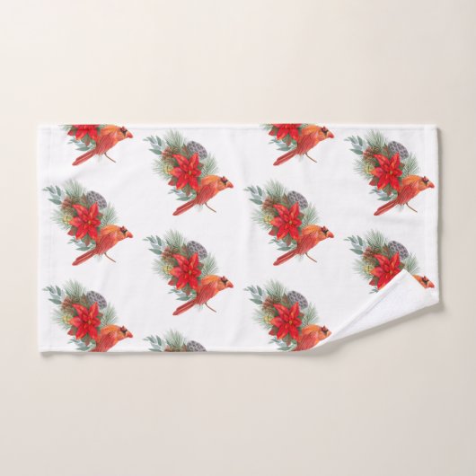 Waterverf kerstrode kardinaal Poinsettia Bad Handdoek (Handdoek)