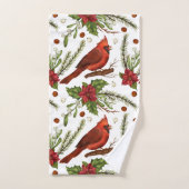 Waterverf kerstrode kardinaal Poinsettia Pine Bad Handdoek (Handdoek)