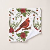 Waterverf kerstrode kardinaal Poinsettia Pine Bad Handdoek (Wasdoekje)