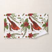Waterverf kerstrode kardinaal Poinsettia Pine Bad Handdoek (Handdoek)