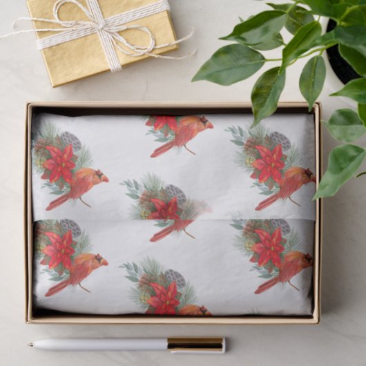 Waterverf kerstrode kardinaal Poinsettia Tissuepapier (Geschenk)
