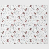 Waterverf kerstrode winterbessen cadeaupapier (Vlak)