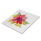 Waterverf kerstrood en groen poinsettia tegeltje (Zijkant)