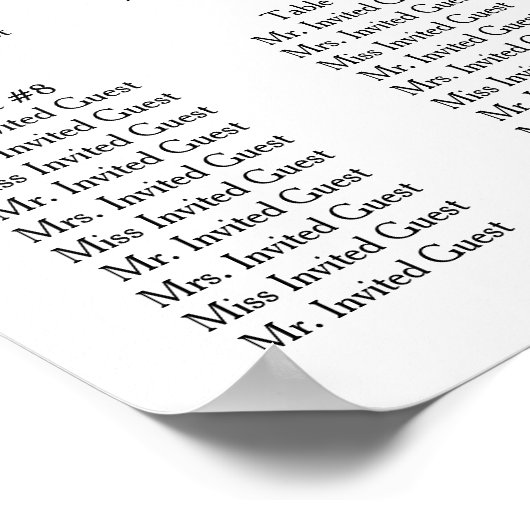 Waterverf kerstRoos Holly Pine Seating Chart Poster (Hoek)