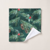 Waterverf kerstsaus met kegels bad handdoek (Wasdoekje)