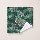 Waterverf kerstsaus met kegels bad handdoek (Wasdoekje)