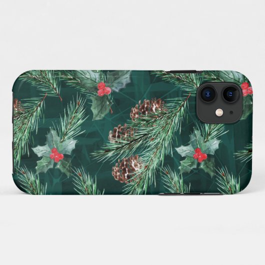 Waterverf kerstsaus met kegels Case-Mate iPhone case (Achterkant (horizontaal))