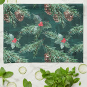 Waterverf kerstsaus met kegels theedoek (Gevouwen)