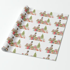 Waterverf kerstsceen  cadeaupapier