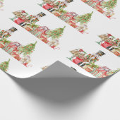 Waterverf kerstsceen  cadeaupapier (Hoek)