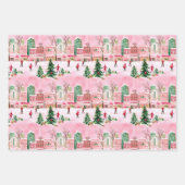  waterverf kerstschaatsen stad scene inpakpapier vel (Voorkant)