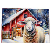  Waterverf kerstschapen en rustieke schuur Groot Cadeauzakje (Achterkant)