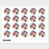  Waterverf kerstschapen en rustieke schuur Ronde Sticker (Vel)