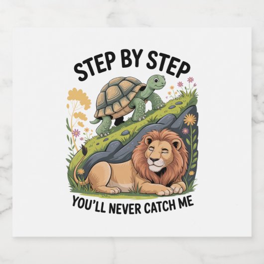 Waterverf kerstschildpad sparkling wijnetiket (Enkel label)