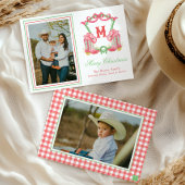 Waterverf Kerstschoenen Monogram Crest Foto Feestdagenkaart