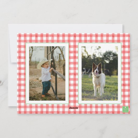 Waterverf Kerstschoenen Monogram Crest Foto Feestdagenkaart (Achterkant)