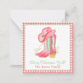 Waterverf Kerstschoenen Monogram Crest Foto Notitiekaartje (Voorkant)