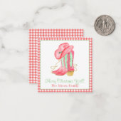 Waterverf Kerstschoenen Monogram Crest Foto Notitiekaartje (Voorkant / Achterkant in situ)