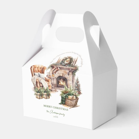 Waterverf Kerstsfeer Gepersonaliseerd Bedankdoosjes (Voorkant Zijde)