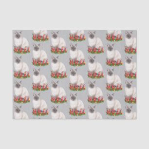 Waterverf kerstsiamese kat Pattern Tissuepapier