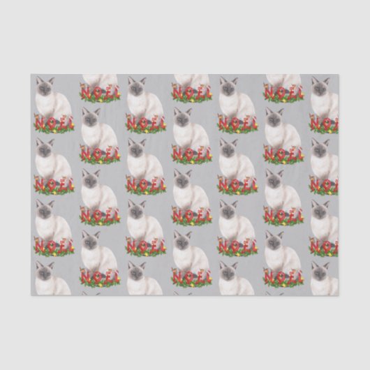 Waterverf kerstsiamese kat Pattern Tissuepapier (Voorkant)