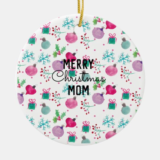 Waterverf kerstsierkunst keramisch ornament (Voorkant)