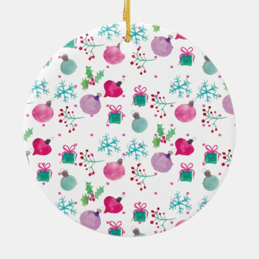 Waterverf kerstsierkunst keramisch ornament (Achterkant)
